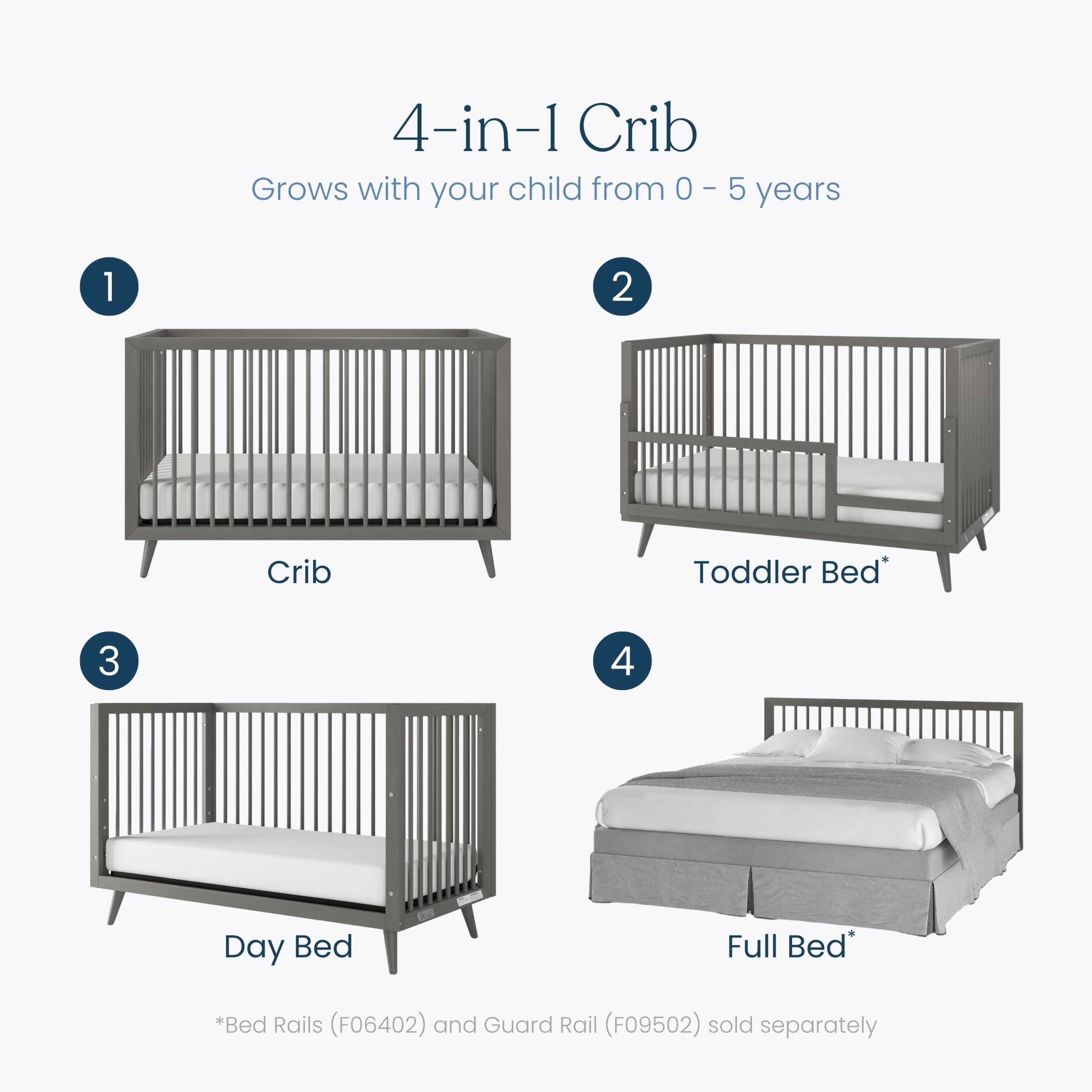 Cranbrook 4-in-1 Convertible Crib. Lunar Gray - Image 3