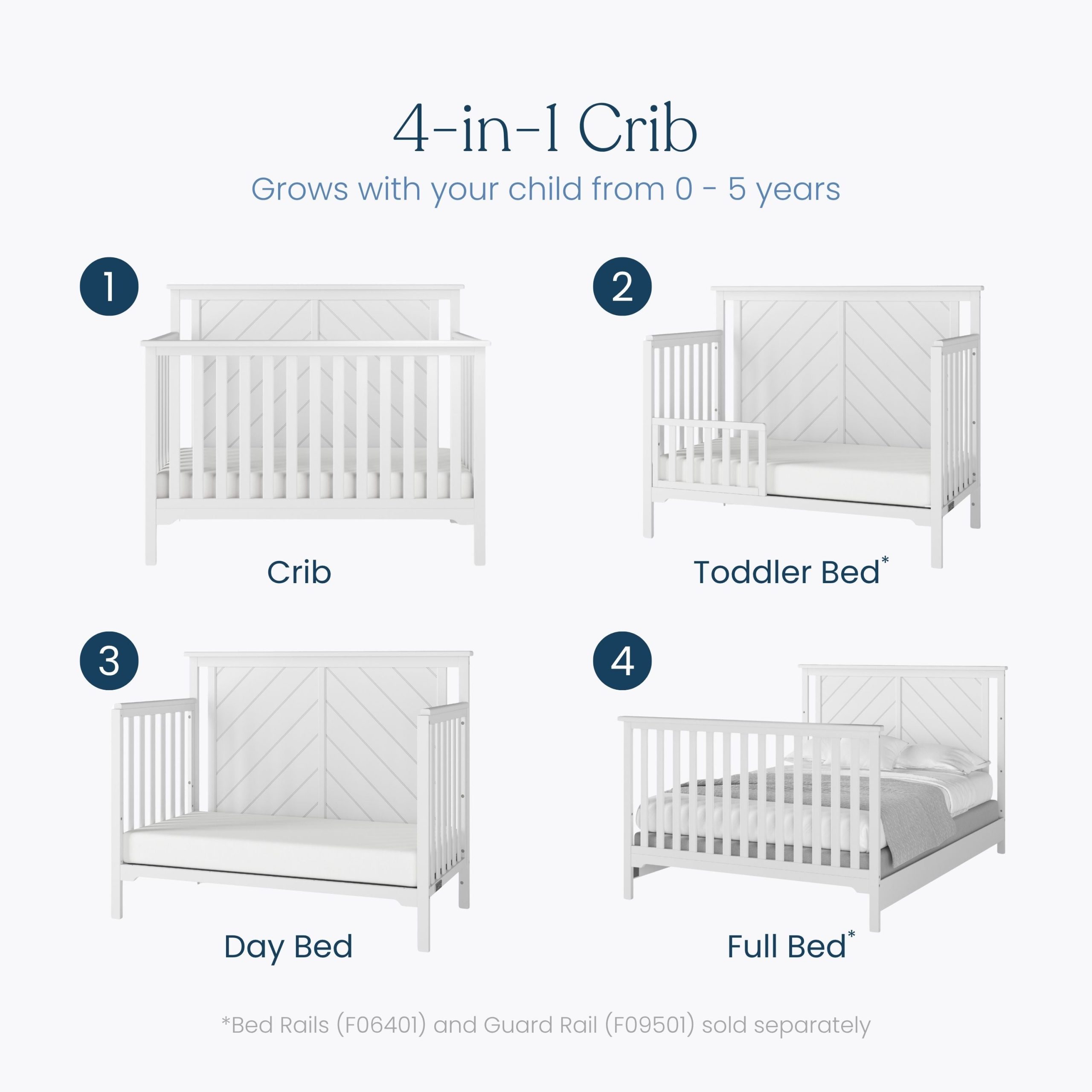 Hampton Flat Top 4-in-1 Convertible Crib. Matte White - Image 3