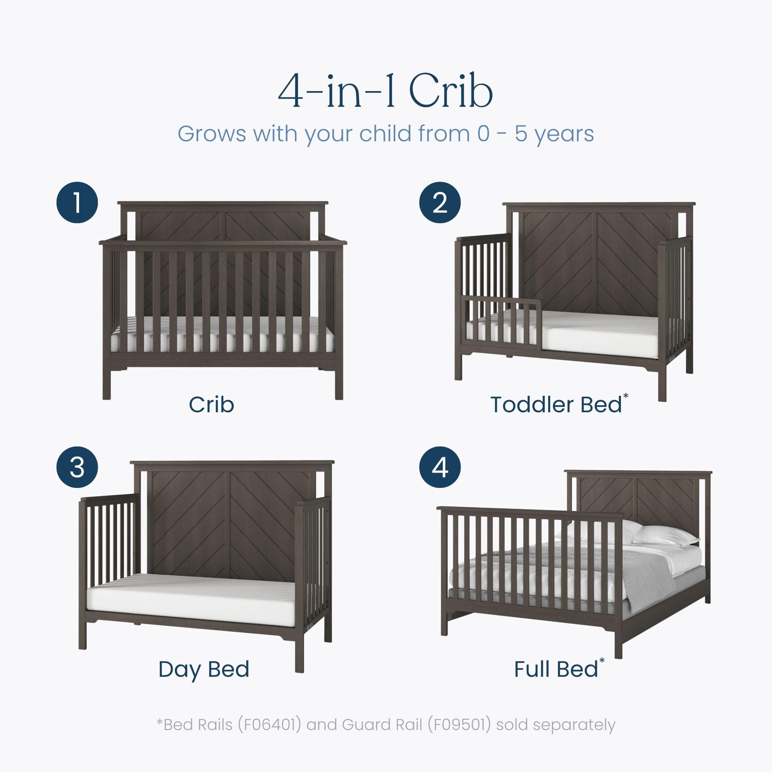 Hampton Flat Top 4-in-1 Convertible Crib. Dapper Gray - Image 3