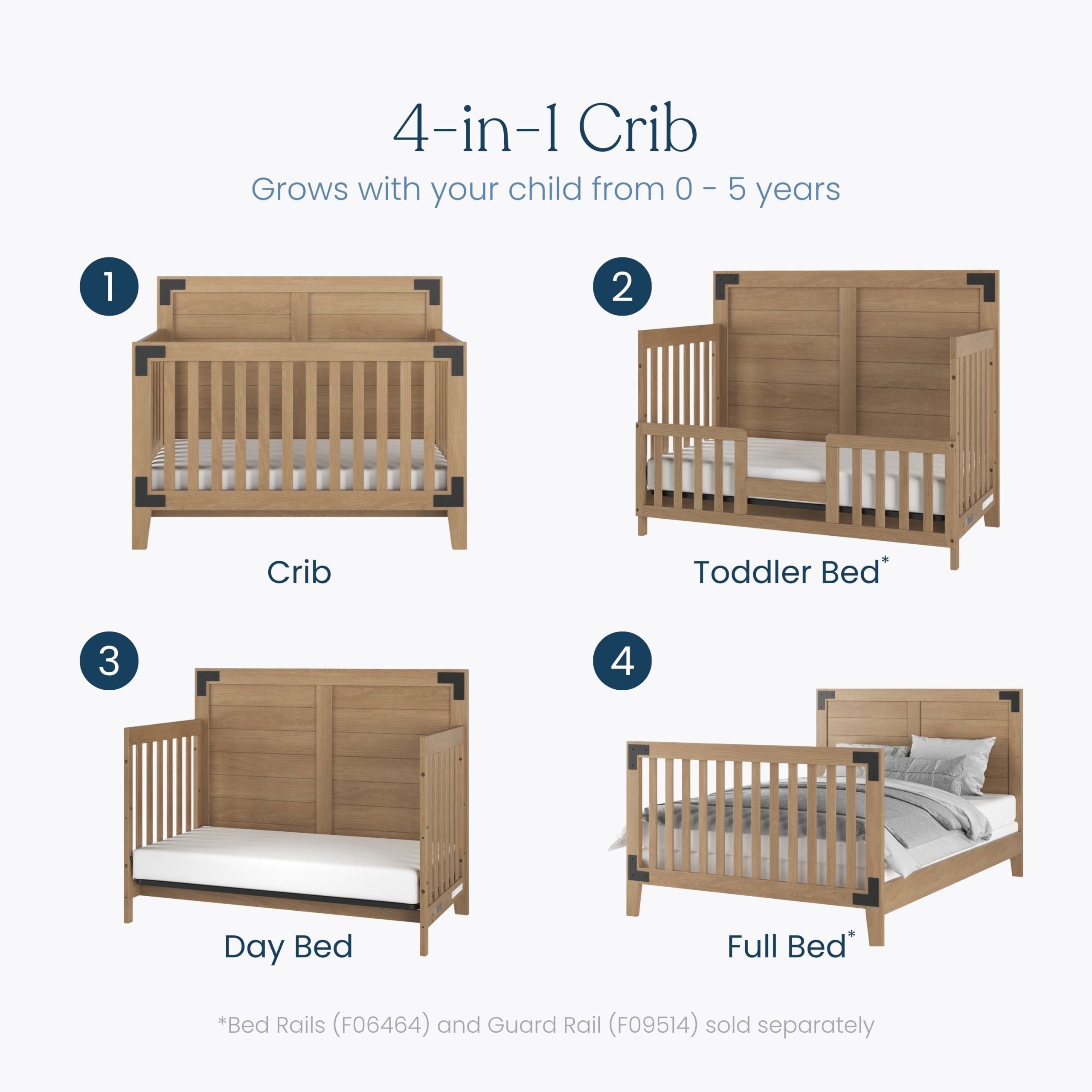 Lucas 4-in-1 Convertible Crib. Nutmeg - Image 3
