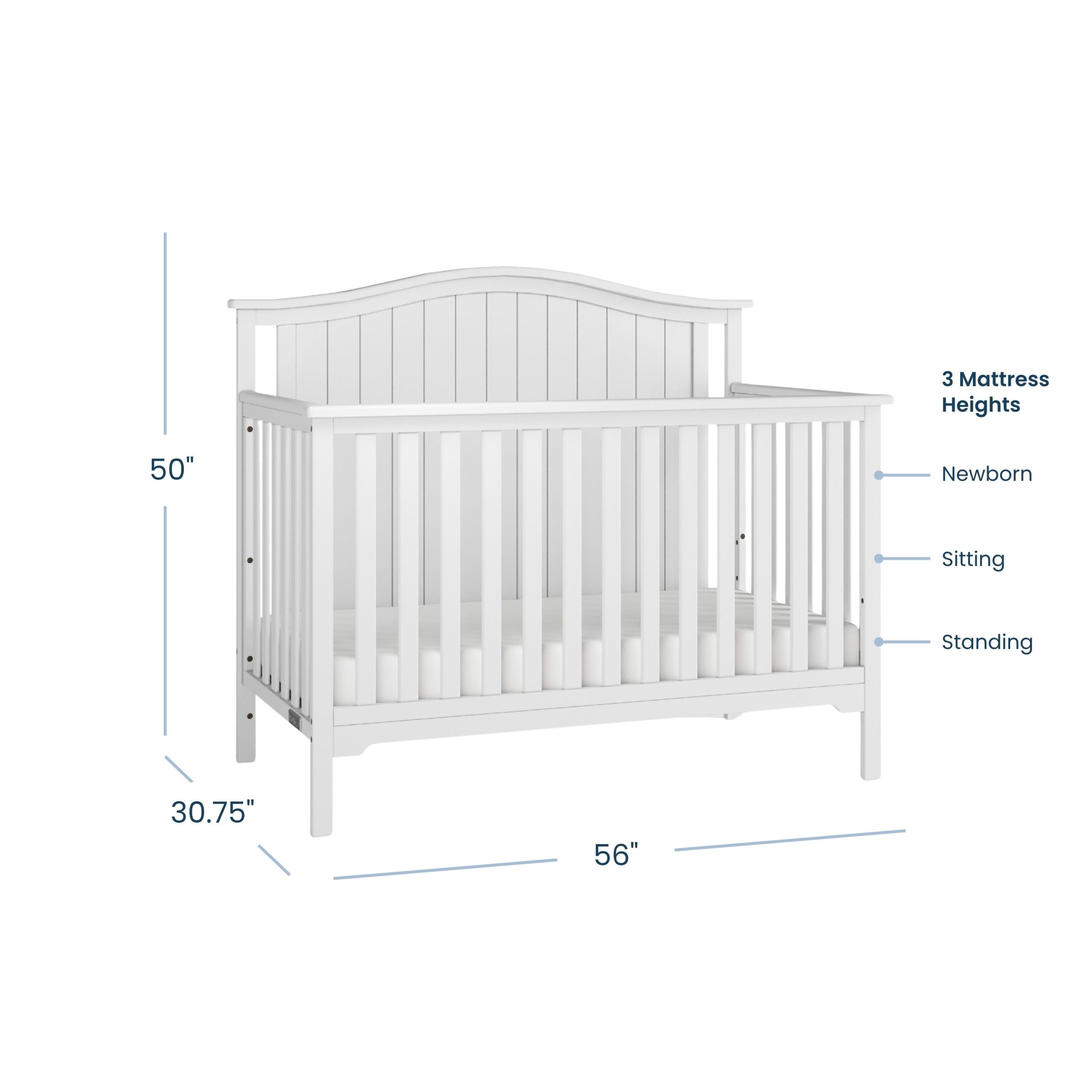 Hampton Arch Top 4-in-1 Convertible Crib. Matte White - Image 4