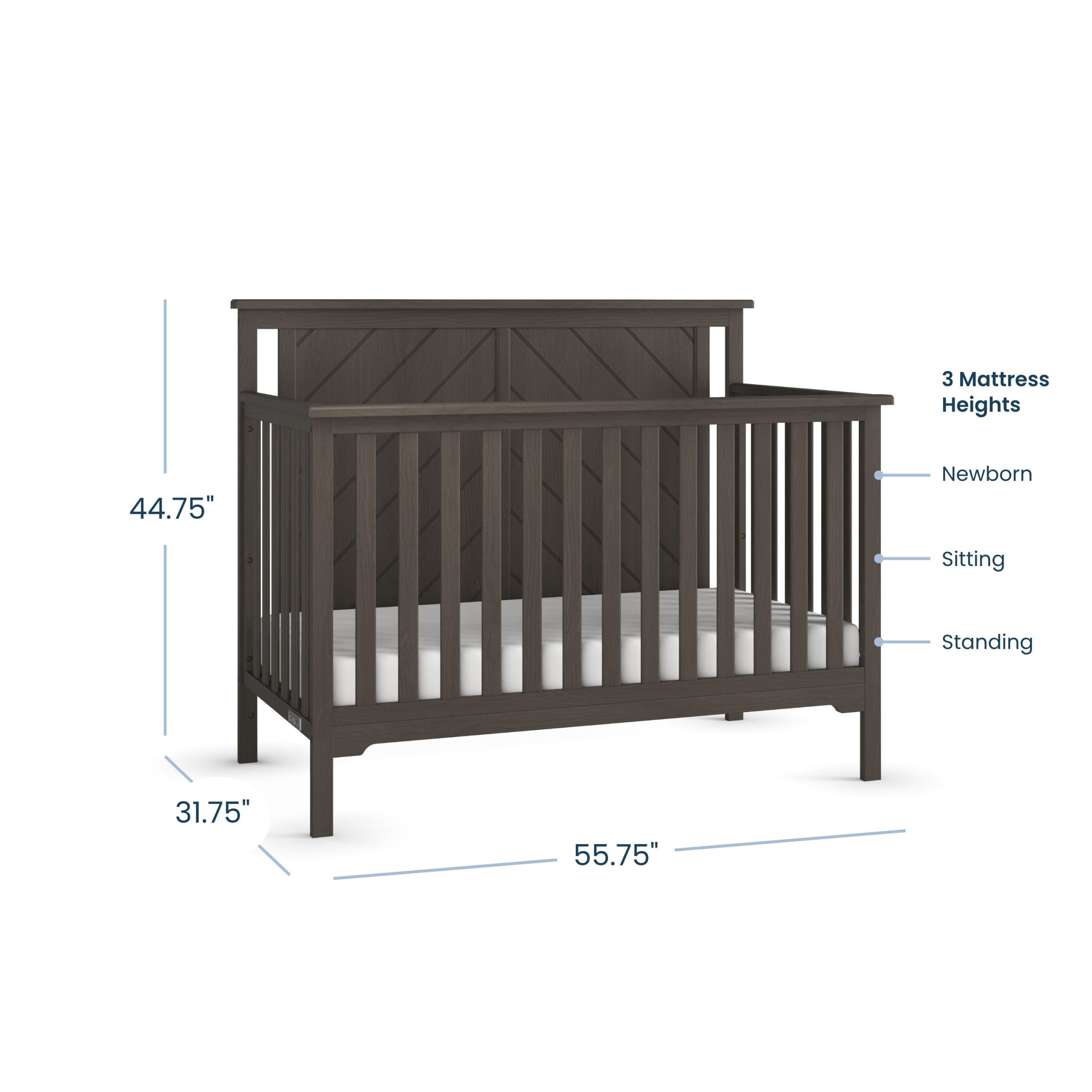 Hampton Flat Top 4-in-1 Convertible Crib. Dapper Gray - Image 4