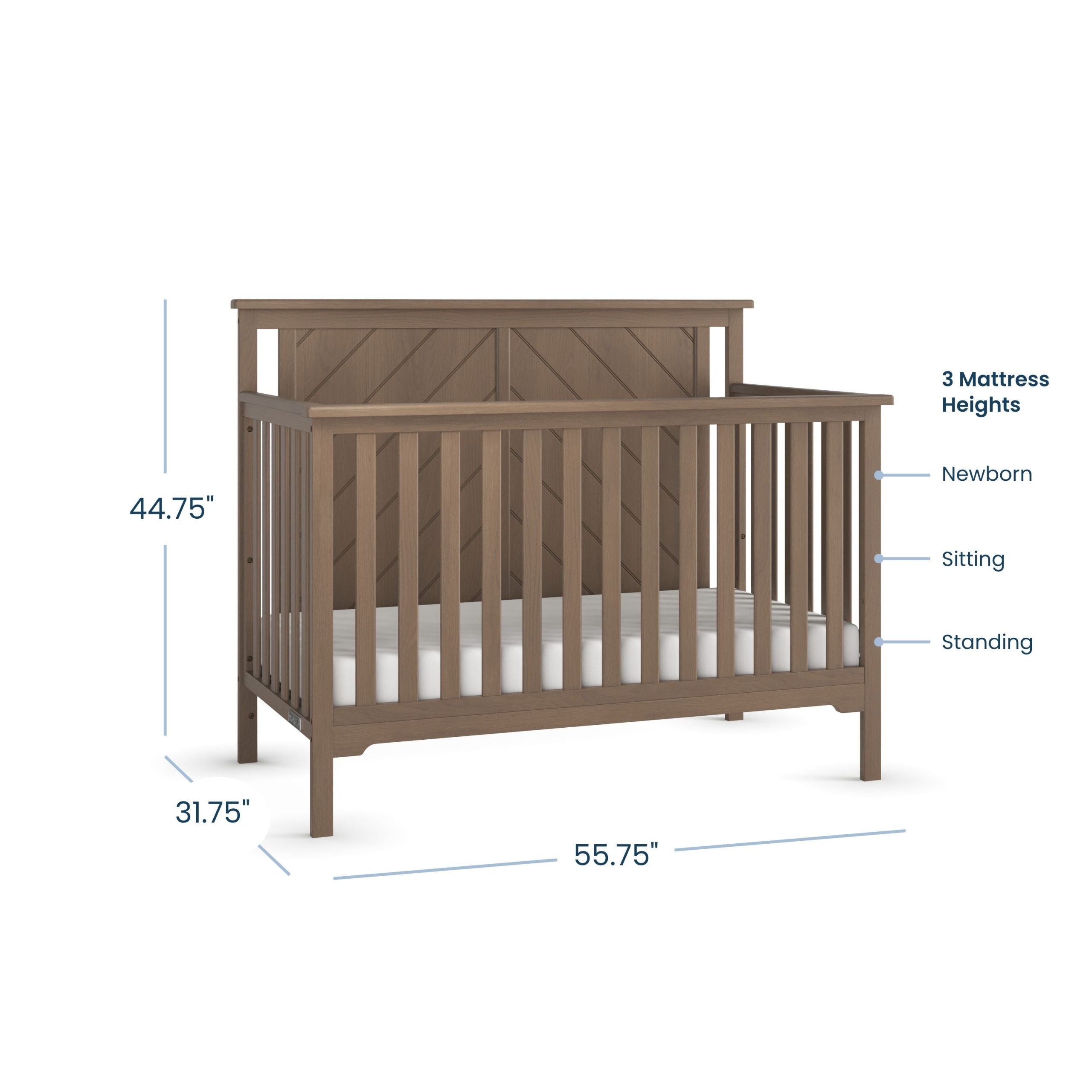 Hampton Flat Top 4-in-1 Convertible Crib. Dusty Heather - Image 4