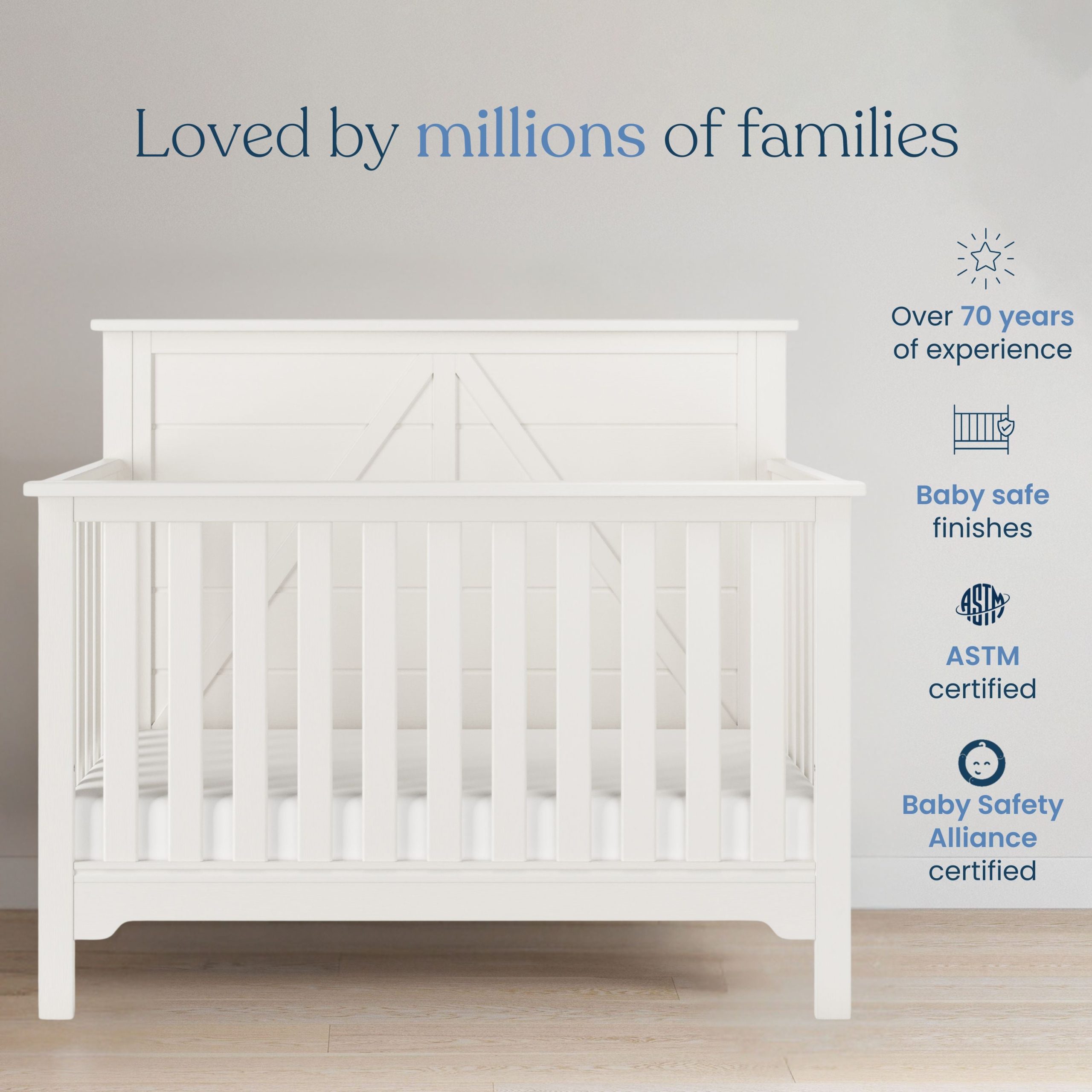 Woodland 4-in-1 Convertible Crib. Brushed Cotton - Image 7
