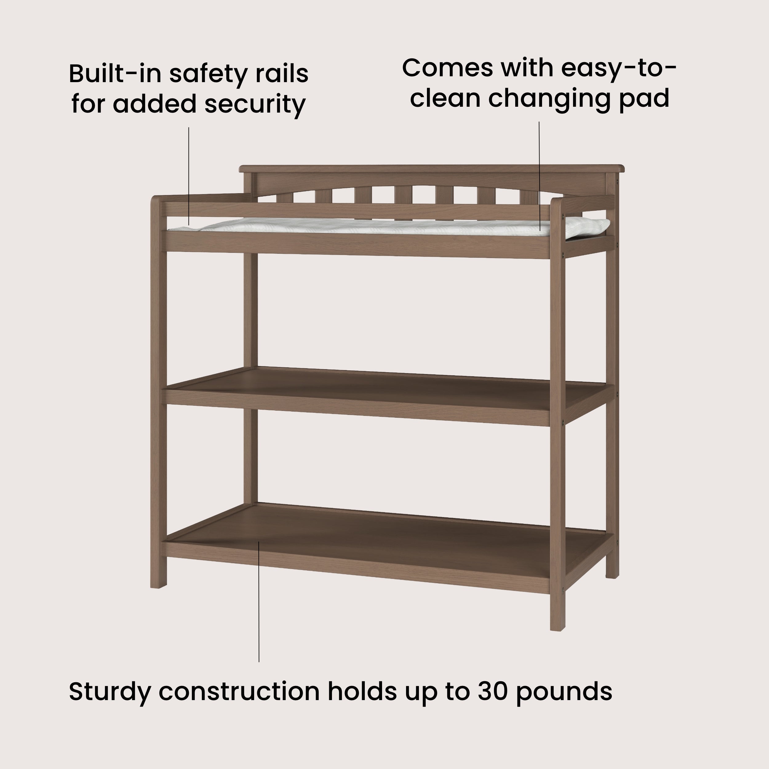 Flat Top Baby Changing Table. Dusty Heather - Image 8