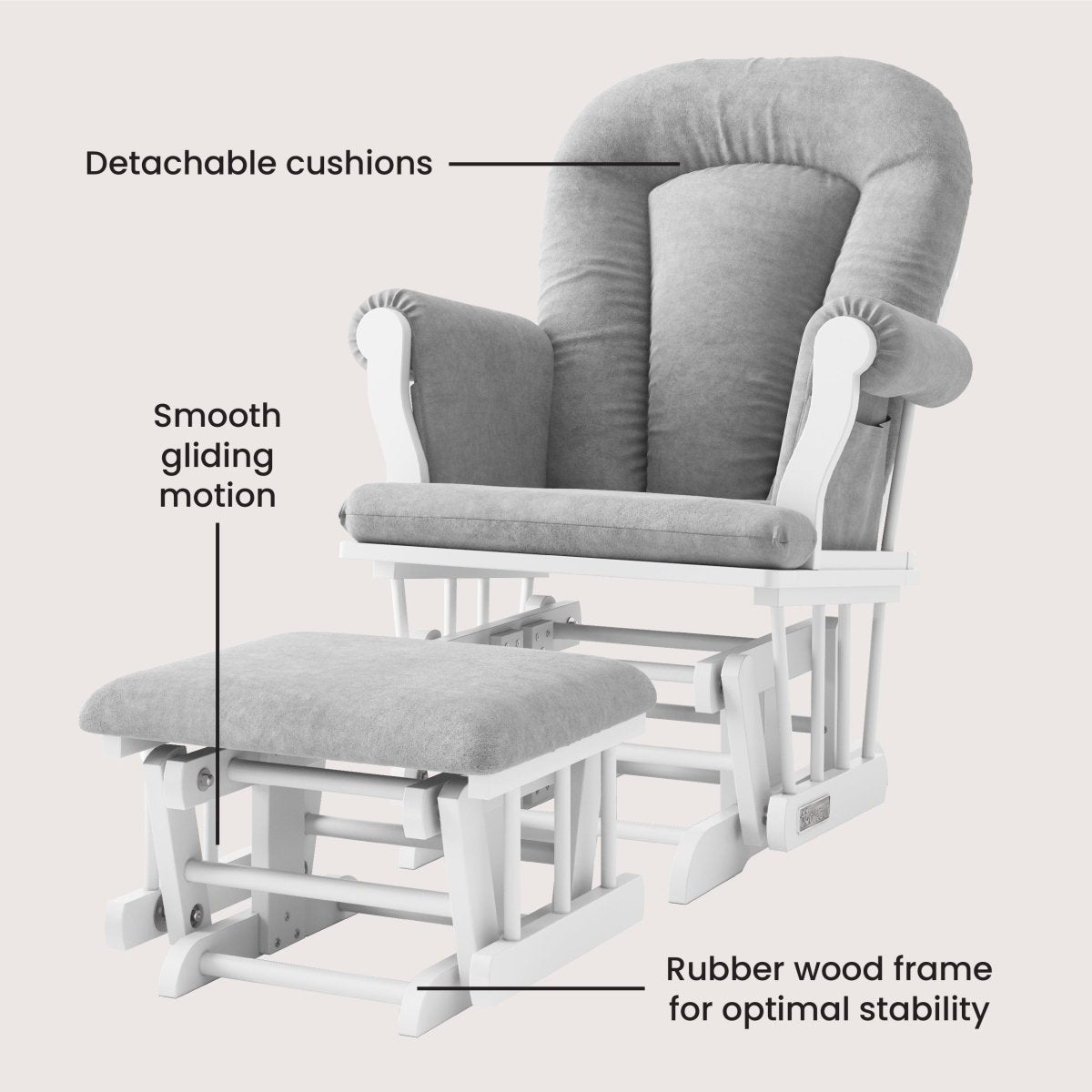 Cozy Glider and Ottoman. Matte White - Image 3