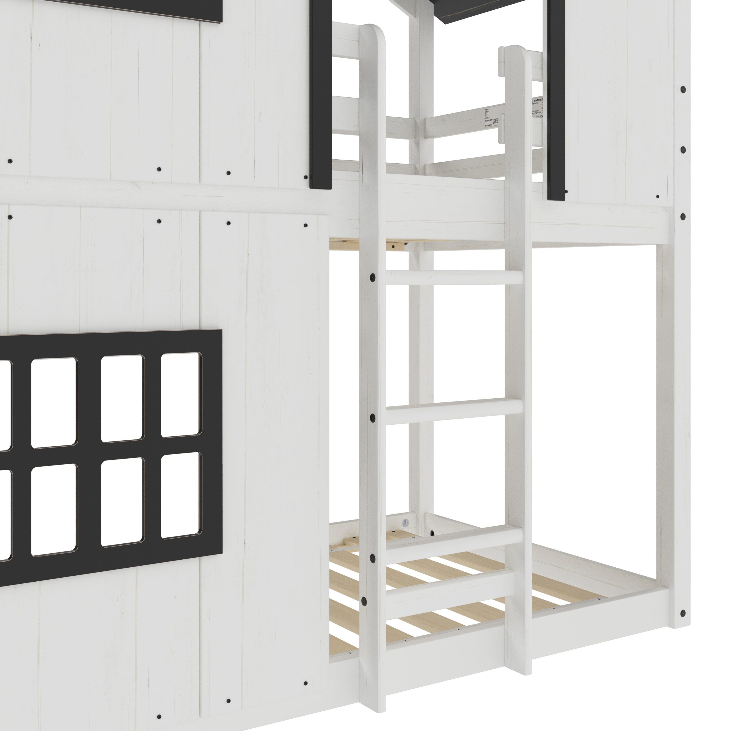 Modern Farmhouse Twin Over Twin Bunk Bed. White/Black - Image 8