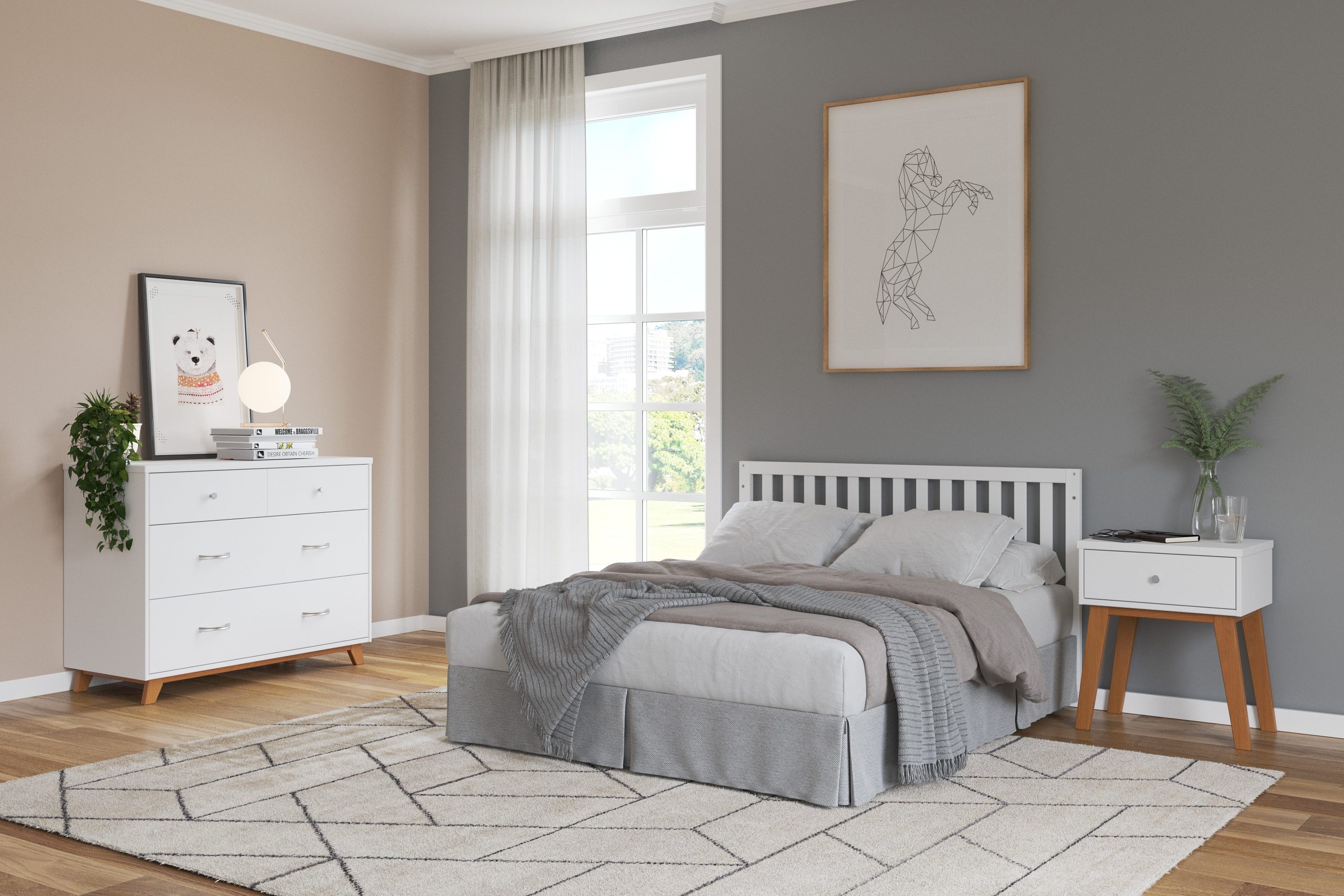 Soho 3-Drawer Dresser. White/Natural - Image 9