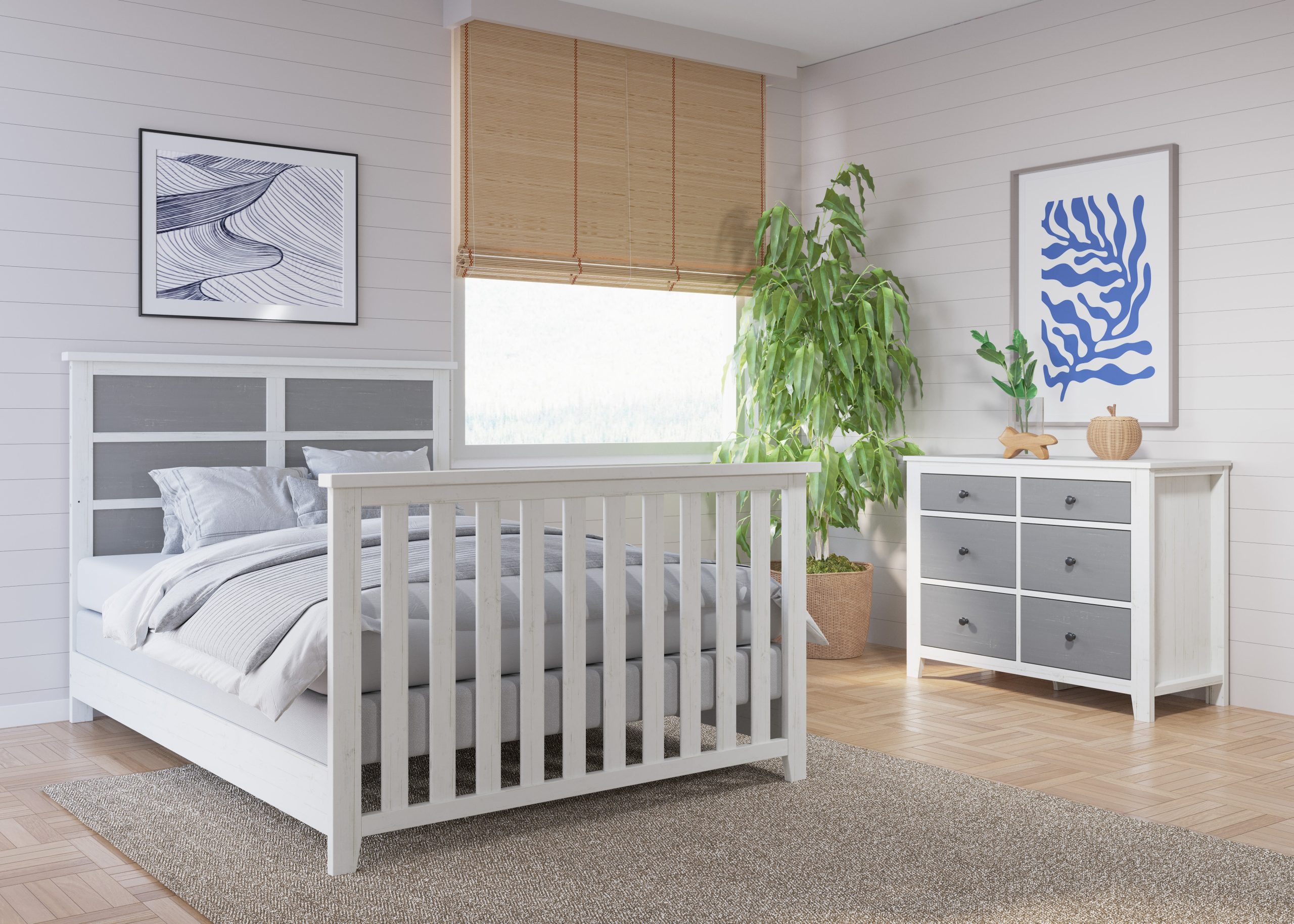 Full-Size Bed Rails. White/Brown - Image 5