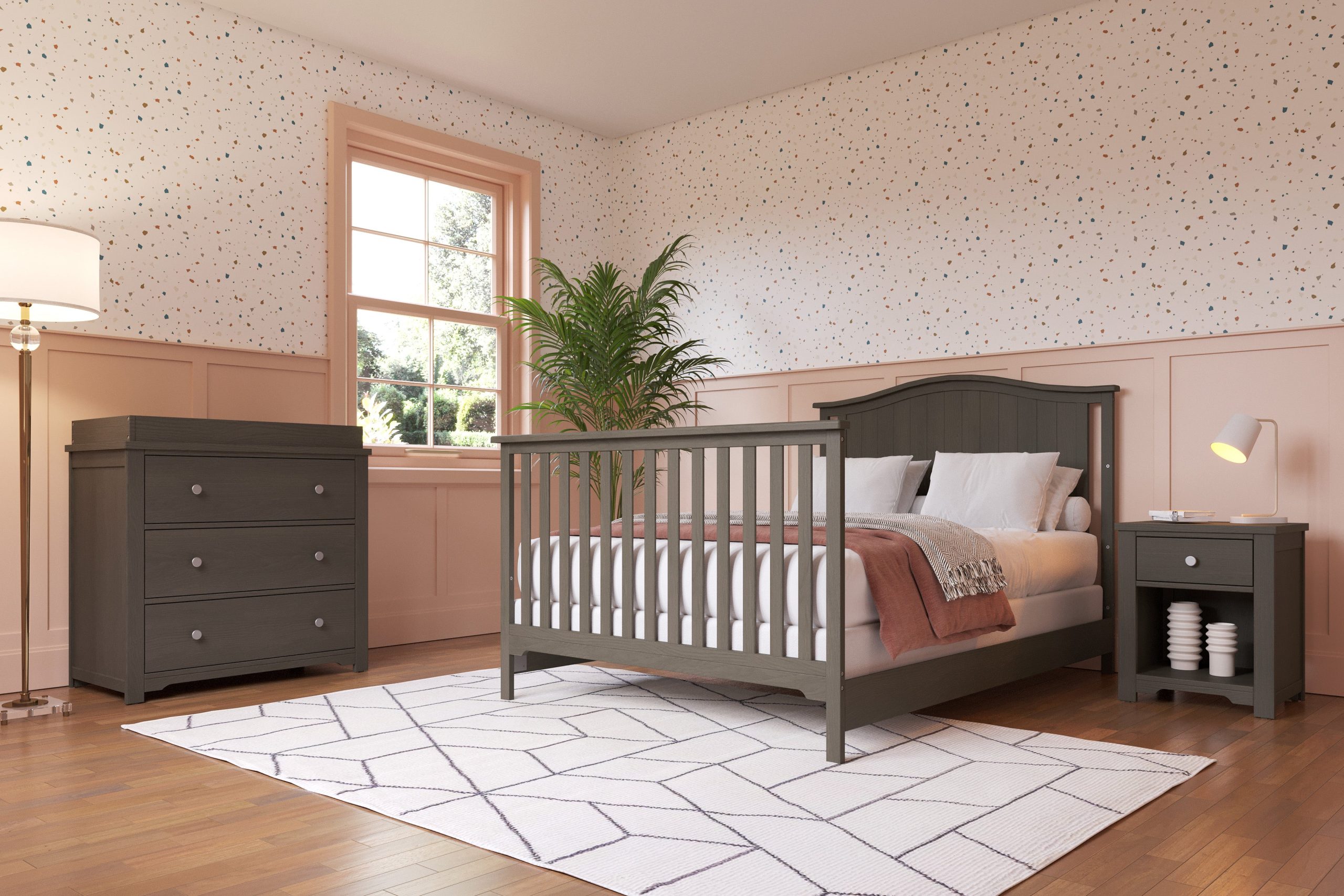 Hampton Arch Top 4-in-1 Convertible Crib. Dapper Grey - Image 5