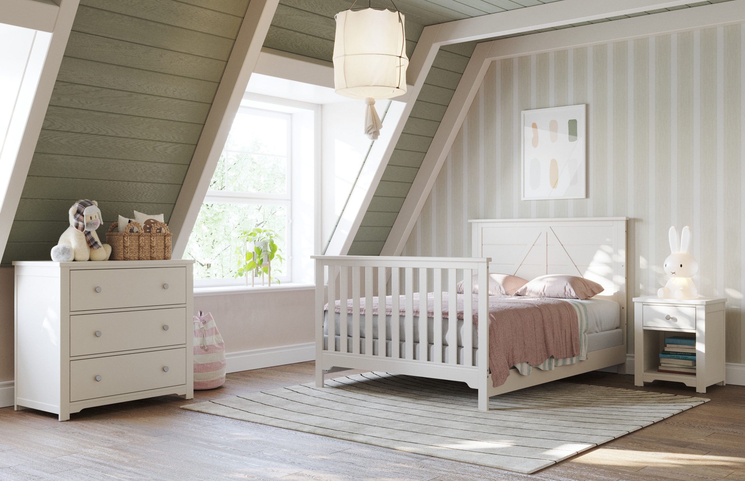 Woodland 4-in-1 Convertible Crib. Brushed Cotton - Image 5