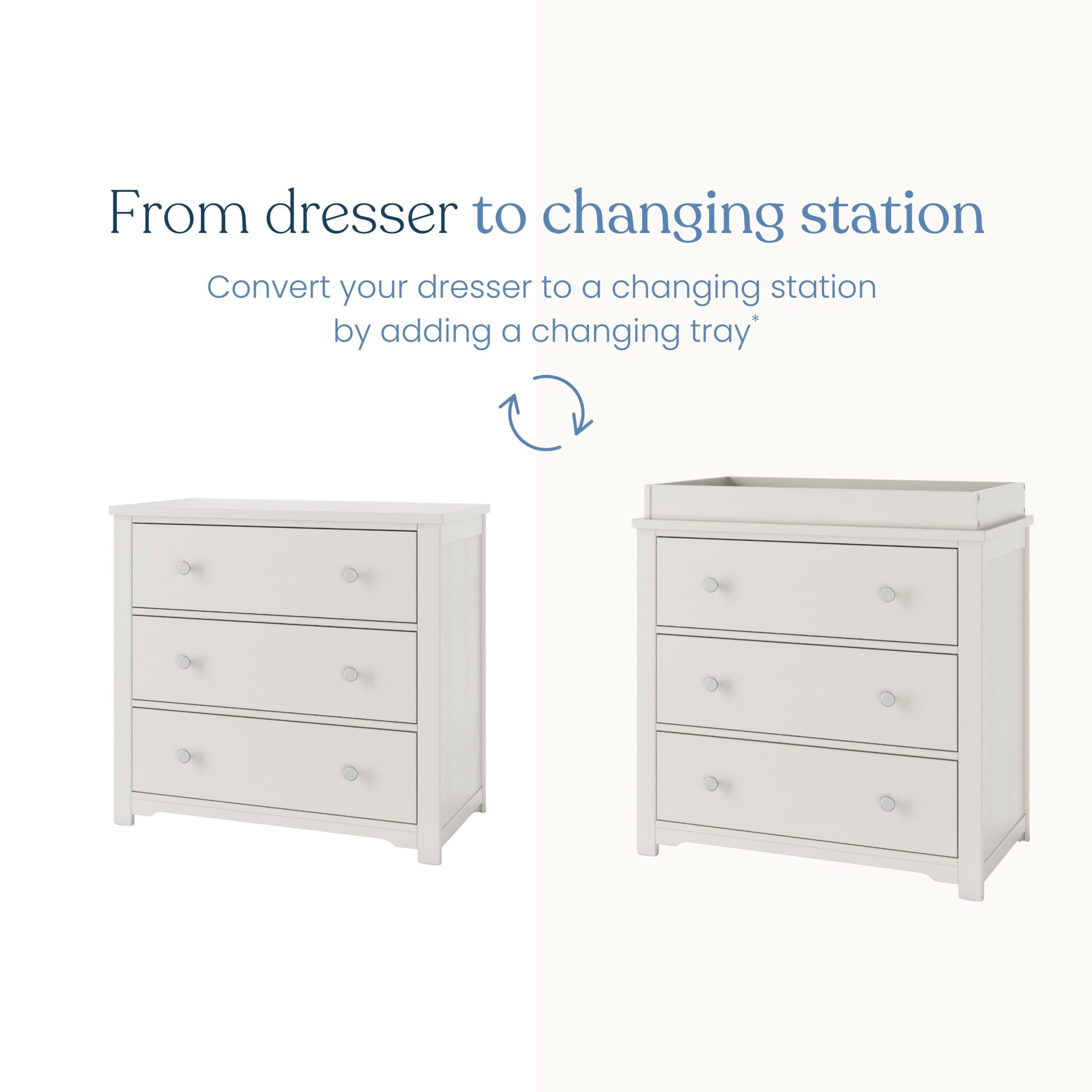 Harmony 3-Drawer Dresser with Changing Table Topper. Brushed Cotton - Image 6
