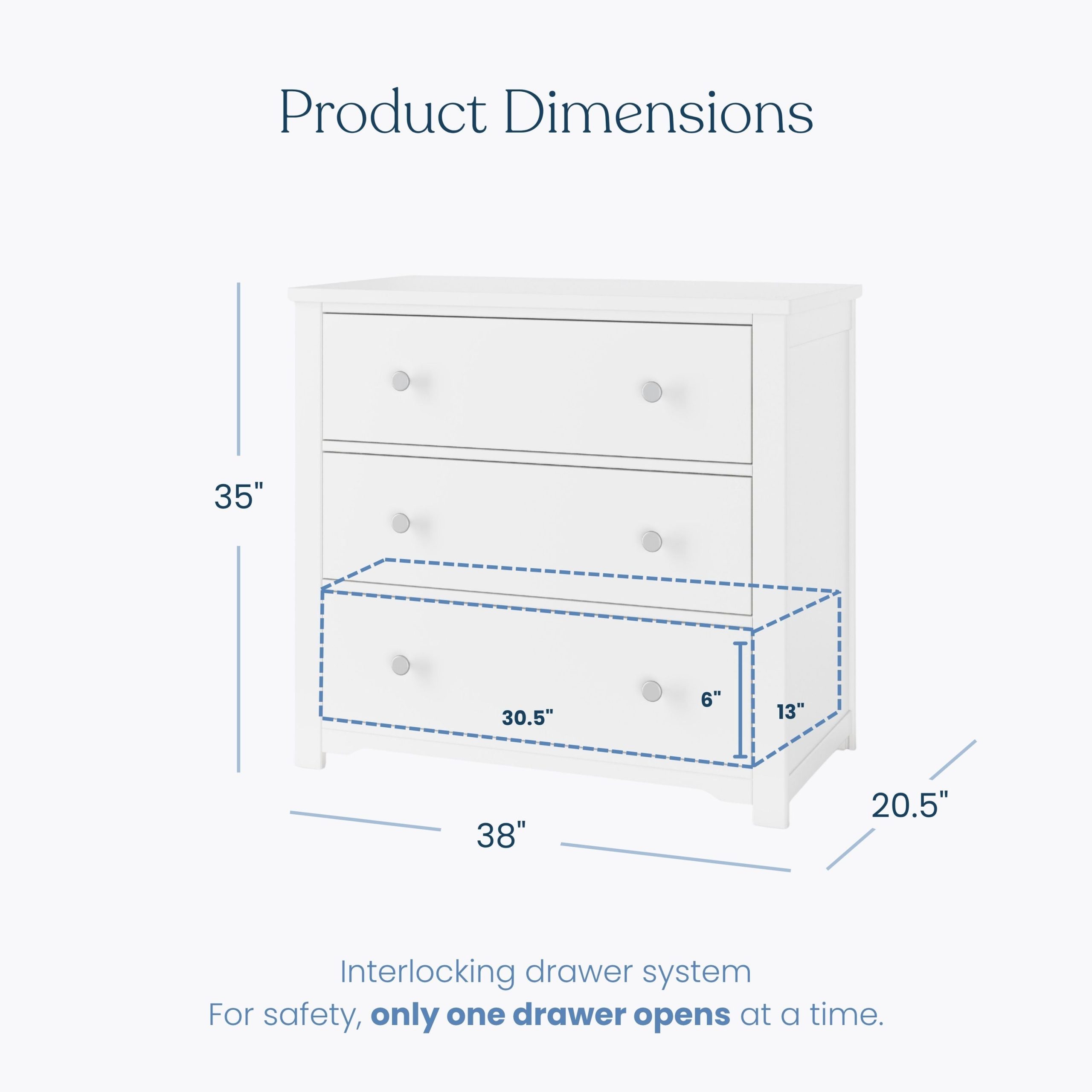 Harmony 3-Drawer Dresser with Changing Table Topper. Matte White - Image 3