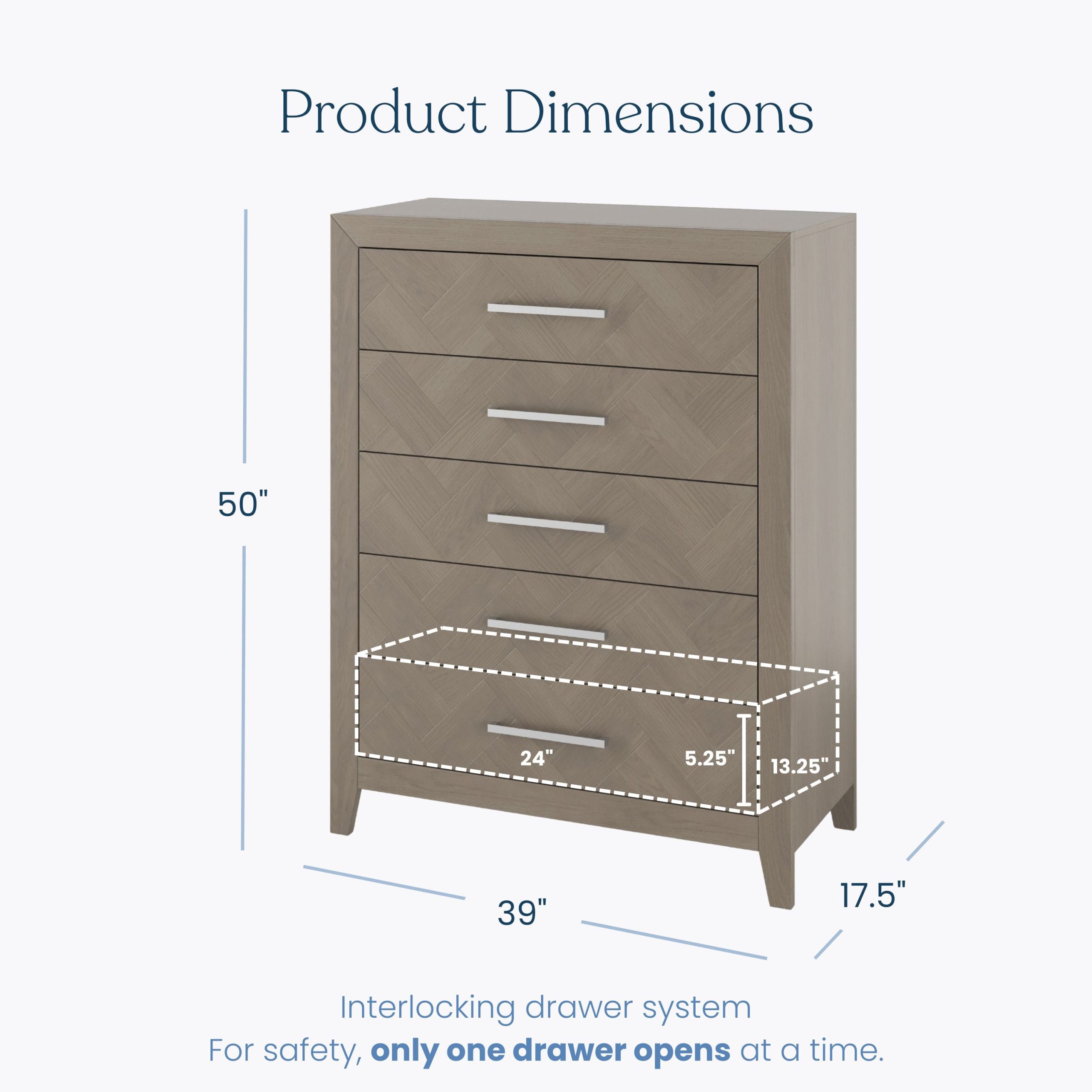 Kieran 5-Drawer Chest. Crescent Gray - Image 4