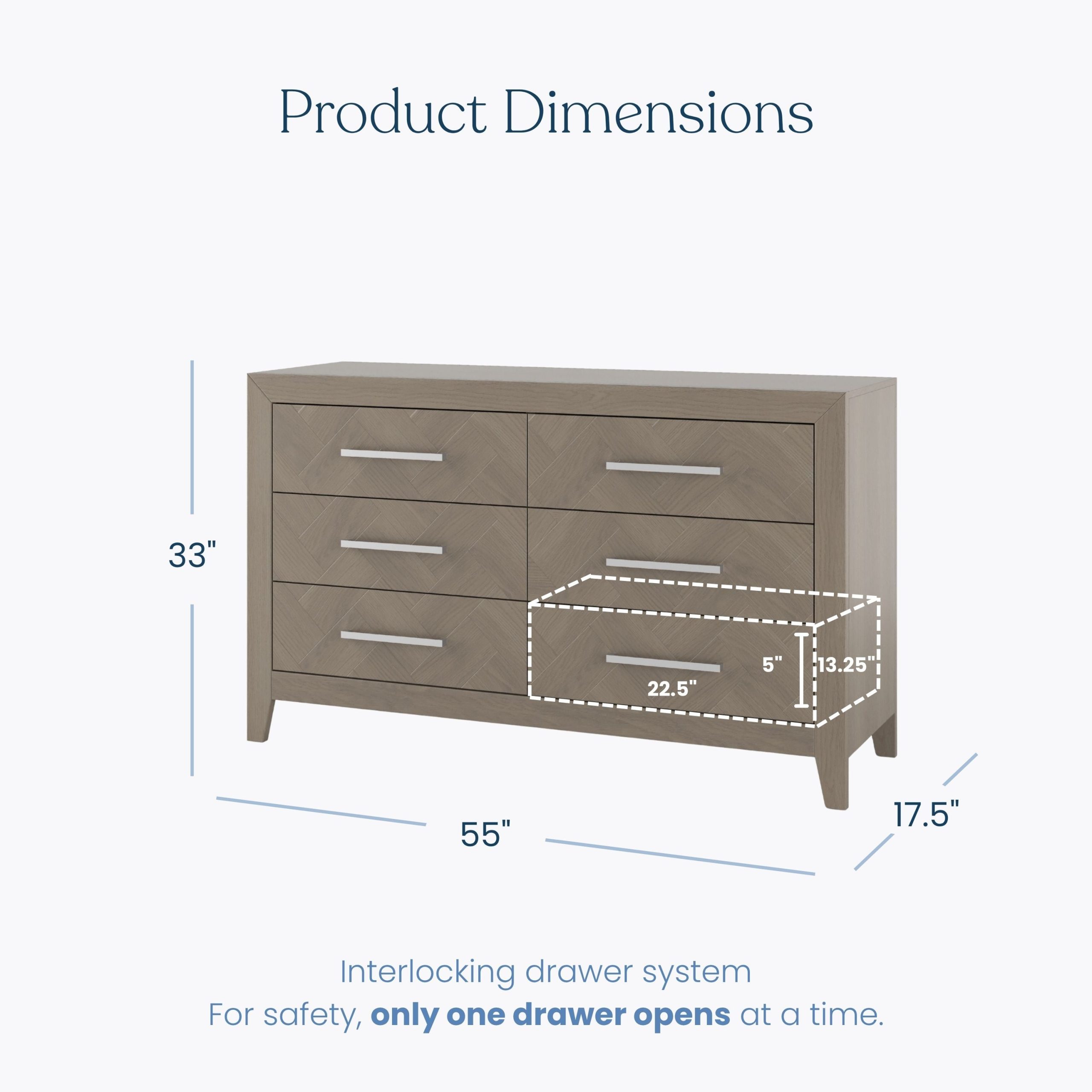 Kieran 6-Drawer Double Dresser. Crescent Gray - Image 3