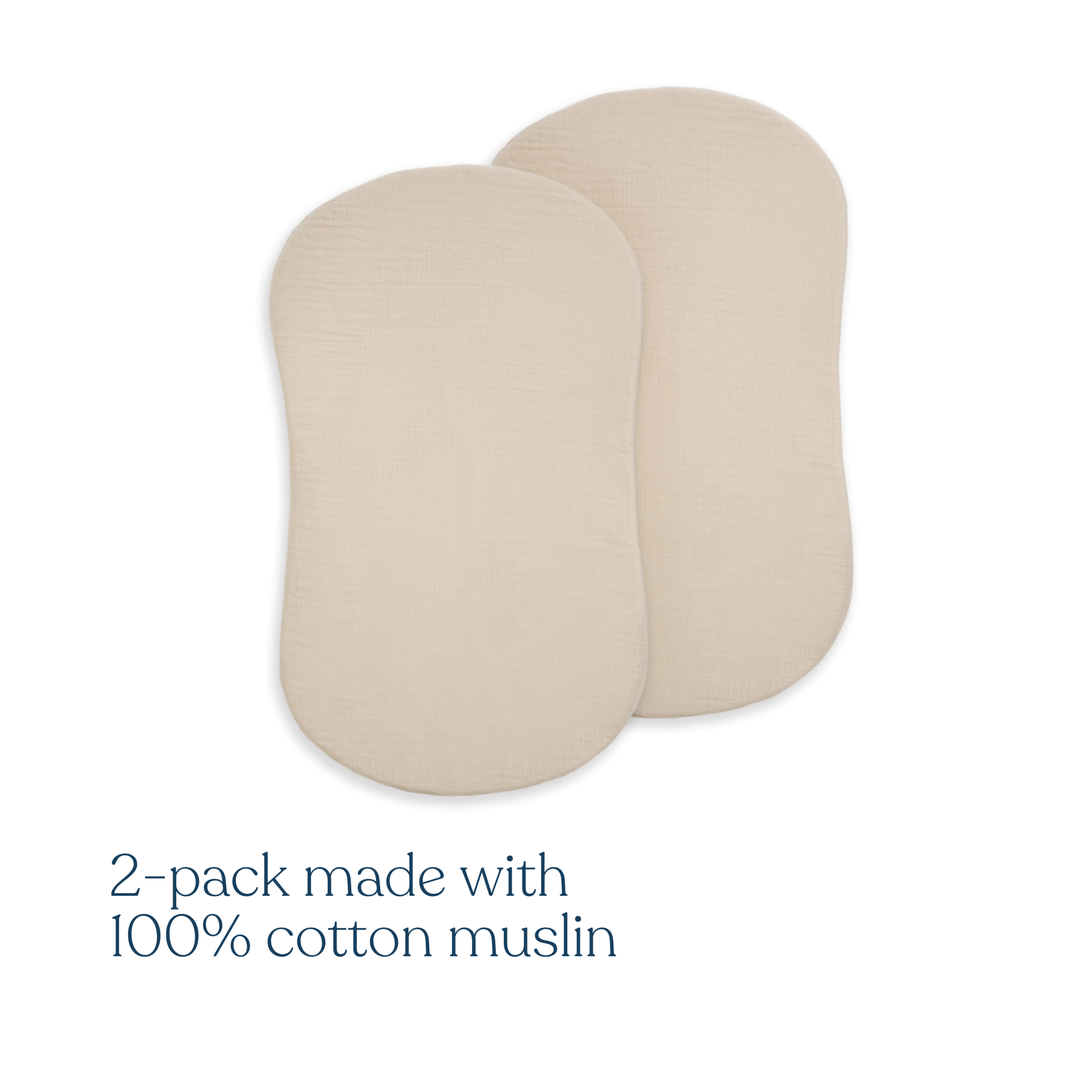 BassiNest® Fitted Sheet 100% Organic Cotton Muslin 2-Pack - Image 2