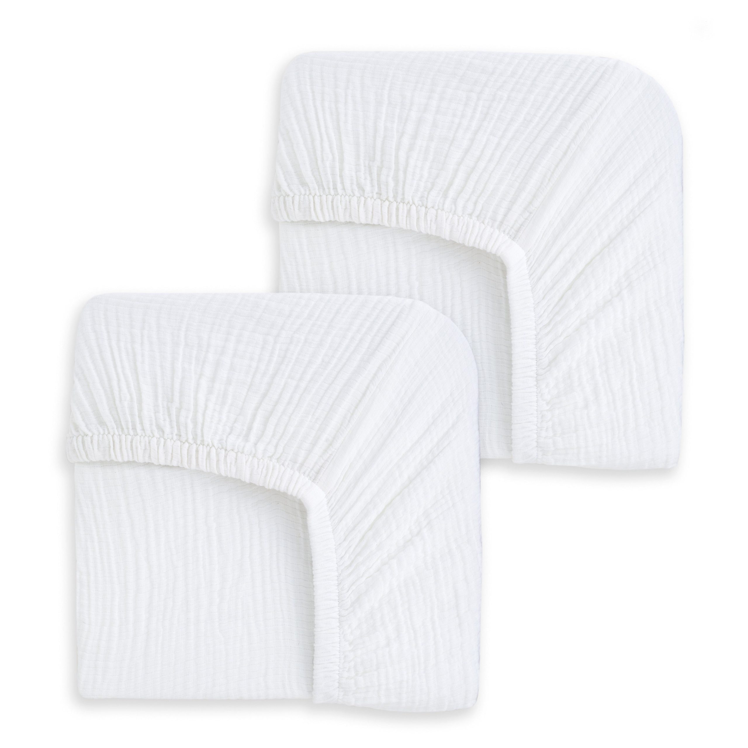 Fitted Crib Sheets 100% Organic Cotton Muslin 2 Pack