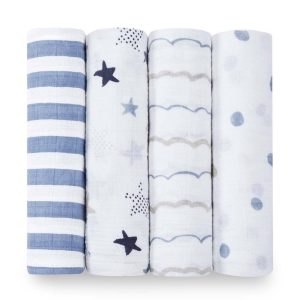 boutique 100% cotton muslin swaddle blanket 4 pack