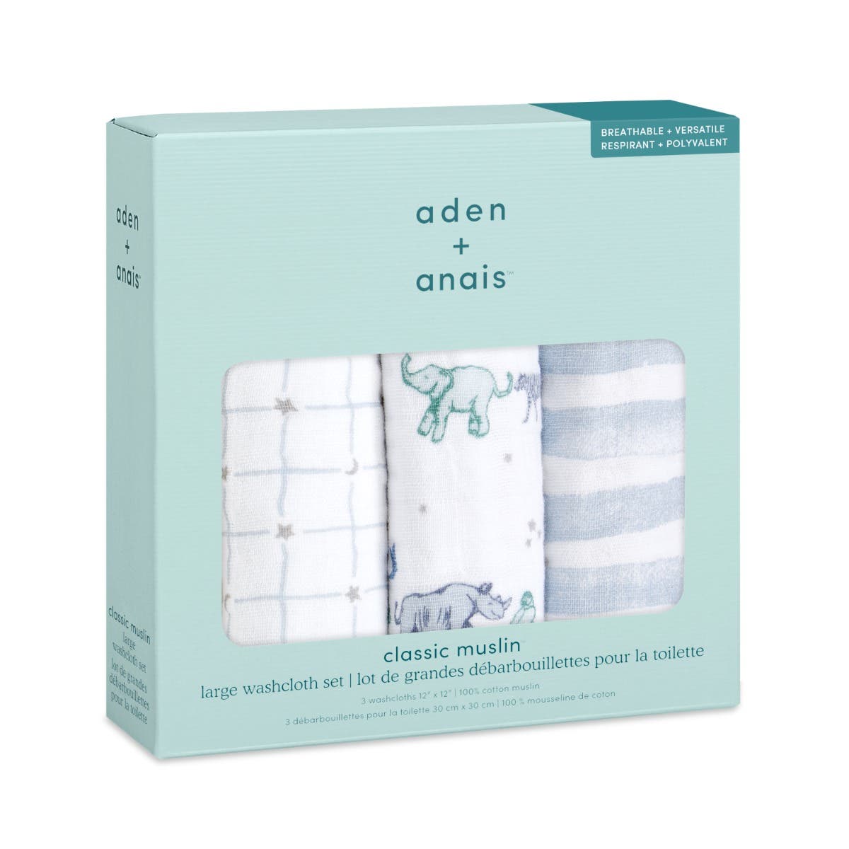 boutique 100% cotton muslin oversized washcloths 3 pack - Image 4