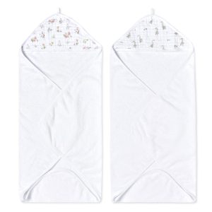 essentials cotton muslin hooded towels 2 pack
