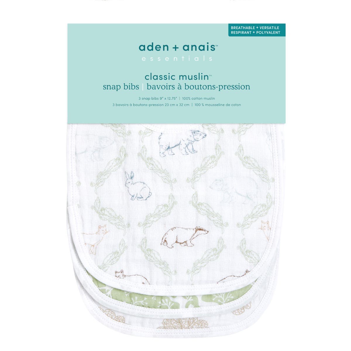 essentials cotton muslin snap bibs 3 pack - Image 3